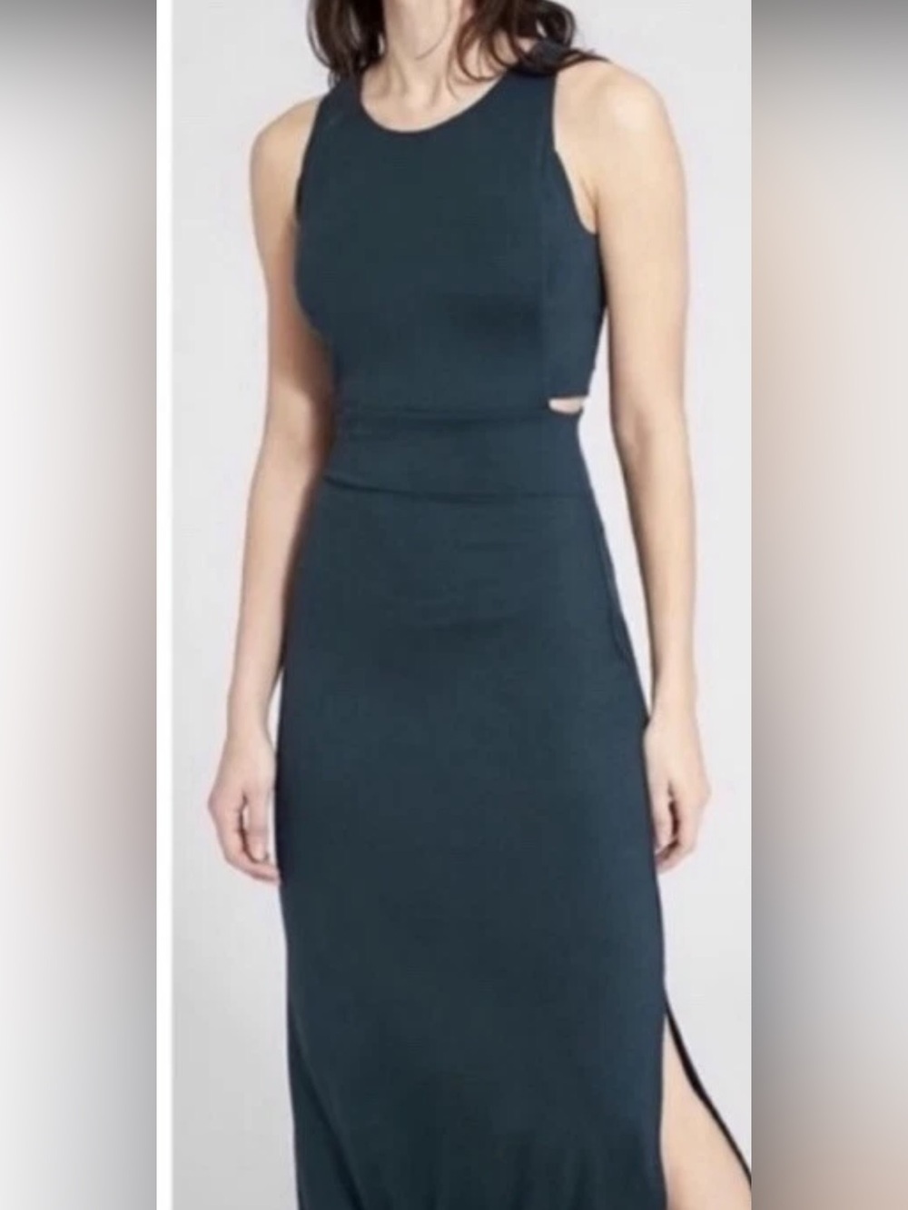 Athleta Teal Sleeveless Maxi Dress with Side Waist Cutouts
